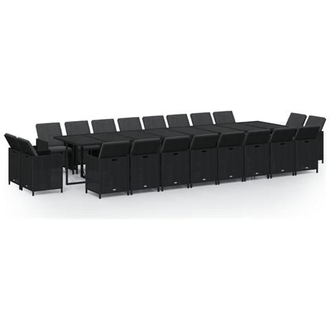 Set Da Pranzo Da Giardino 21 Pz Con Cuscini In Polyrattan Nero - Foto 1