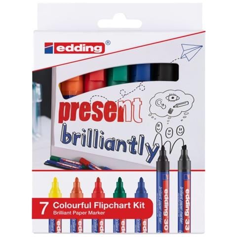 Colourful Flipchart Kit marcatore permanente Combinata Nero, Blu, Verde, Arancione, Rosso, Giallo 7 pz - Foto 1
