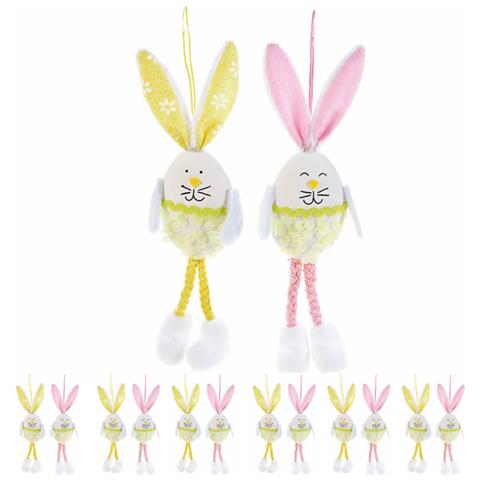 Decorazioni Pasquali Da Appendere Coniglietti Con Uovo Colorato Addobbi Primaverili, Idea Regalo Set 12 Pezzi - Foto 1