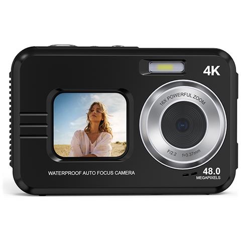 Fotocamera Subacquea Impermeabile 48mp / 4k /zoom 16x /doppio Schermo /messa A Fuoco Automatica Black - Foto 8