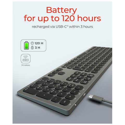 Tastiera Wireless KSK-8023BTRF(DE)  (Layout Tedesco) Colore Antracite. Nero - Foto 2