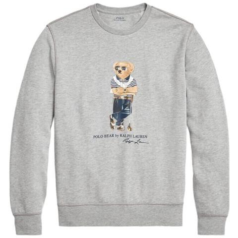 Felpa Uomo Girocollo Orso Polo Bear Orsetto In Cotone Stampa Polo Bear Felpa Senza Cappuccio Orso Ralph Lauren Tg M - Foto 1
