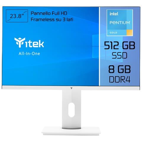 All-In-One ITPCOAW24G68G5S Monitor 23.8" Full HD Intel Pentium Gold G6405 RAM 8 GB DDR4 SSD 512 GB 2x USB 3.2 Intel UHD Graphics 610 FreeDOS - Foto 1