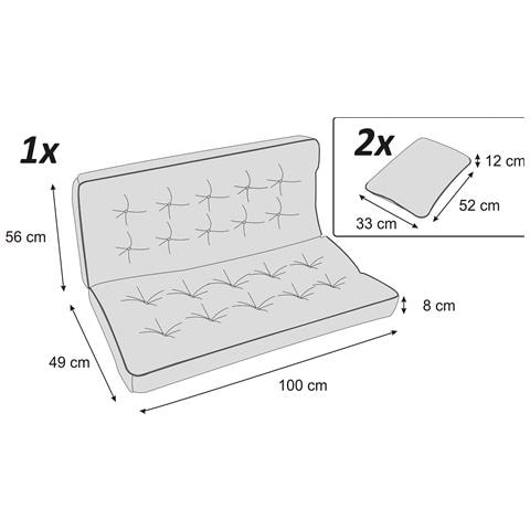 Cuscino Per Altalena Hollywood, Morbido Cuscino Per Seduta, Resistente Cuscino Per Altalena Da Giardino, Cuscino Adatto Per Roulotte, Cuscino Per Panca Con Schienale. Larghezza 100 Cm - Grafite - Foto 2