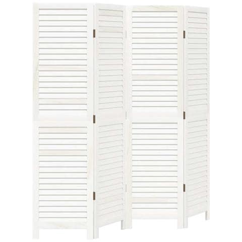 Divisorio Ambienti 4pannelli Bianco Legno Massello Di Paulownia - Foto 1