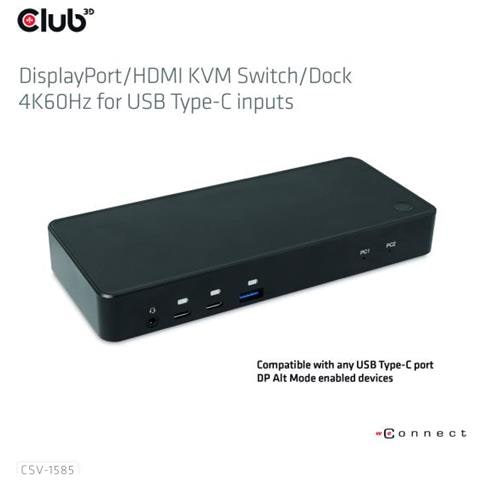 Displayport /hdmi Kvm Switch /dock 4k60hz For Usb Type-c Inputs - Foto 2