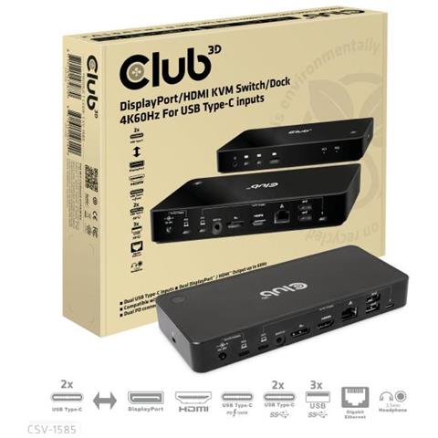 Displayport /hdmi Kvm Switch /dock 4k60hz For Usb Type-c Inputs - Foto 1