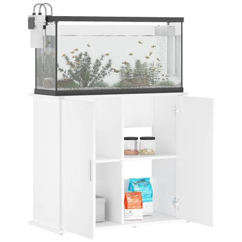 Supporto per Acquario Bianco 81x36x73 cm in Legno Multistrato - Foto 2