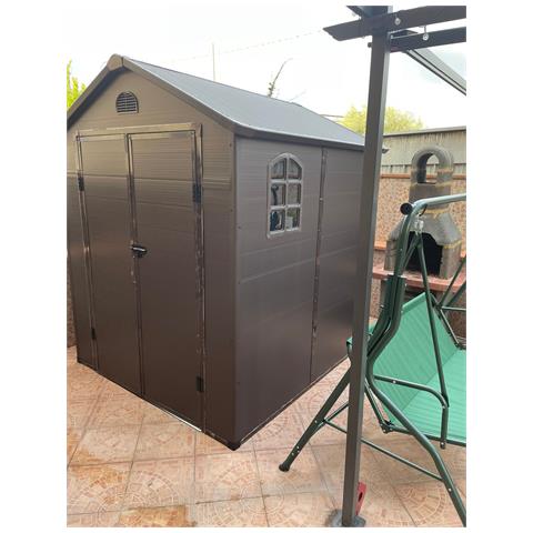 Casetta Cottage Da Giardino Porta Attrezzi In Resina Effetto Legno Montebianco Marrone - Foto 2