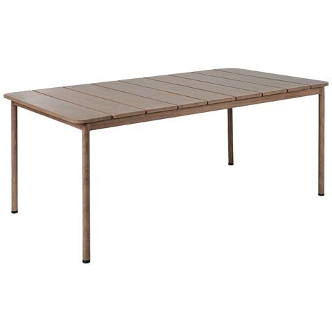Tavolo Da Giardino 185x96 Cm Metallo Legno Chiaro Flavia - Foto 2