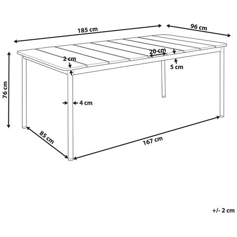 Tavolo Da Giardino 185x96 Cm Metallo Legno Chiaro Flavia - Foto 8