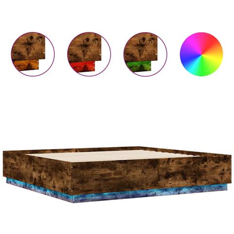 Giroletto Con Luci Led Rovere Fumo 200x200 Cm Legno Multistrato - Foto 2