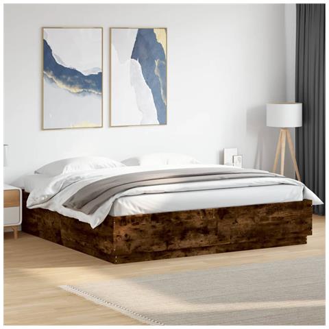 Giroletto Con Luci Led Rovere Fumo 200x200 Cm Legno Multistrato - Foto 1