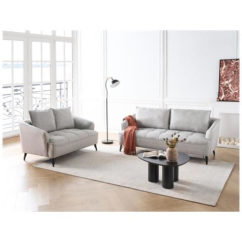 Set Da Salotto 5 Posti Hobro Tessuto Grigio Chiaro - Foto 1