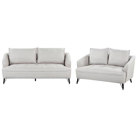 Set Da Salotto 5 Posti Hobro Tessuto Grigio Chiaro - Foto 2