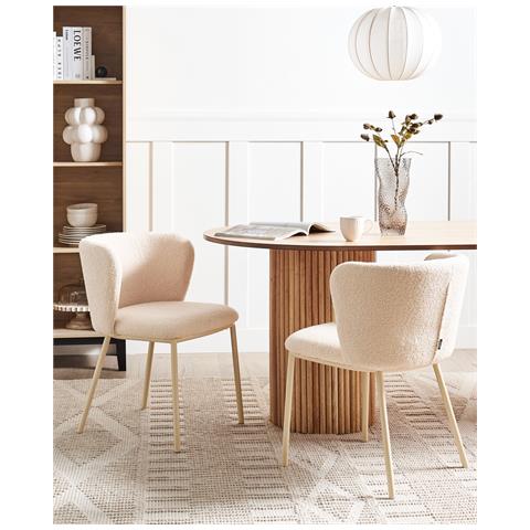 Set Di 2 Sedie Da Pranzo Mina Ii Bouclé Beige Chiaro - Foto 1
