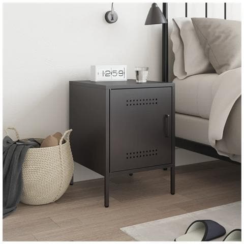 Comodino Nero 36x39x50,5 Cm In Acciaio - Foto 3