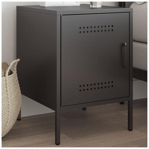 Comodino Nero 36x39x50,5 Cm In Acciaio - Foto 1