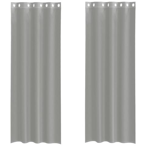 Tende In Voile Con Occhielli 2 Pz Grigio Chiaro 140x260 Cm - Foto 2