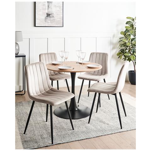 Set Di 4 Sedie Da Pranzo Kalispell Velluto Beige - Foto 1