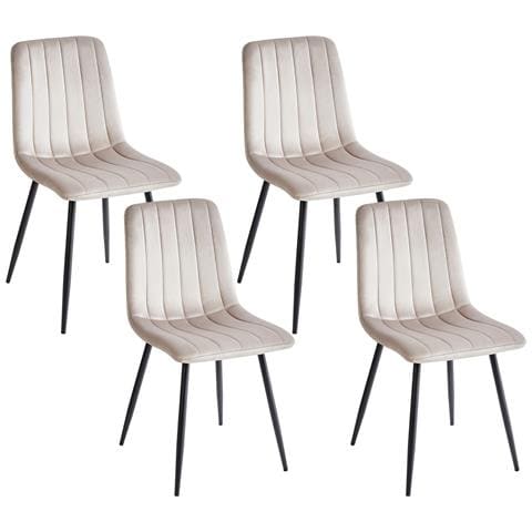 Set Di 4 Sedie Da Pranzo Kalispell Velluto Beige - Foto 2
