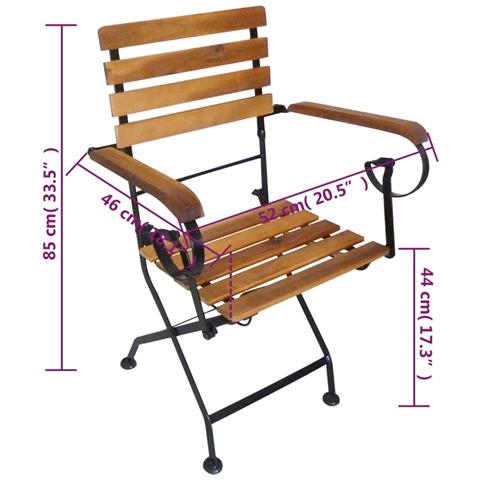 Sedie Da Giardino Pieghevoli 2 Pz In Acciaio E Massello Acacia - Foto 7