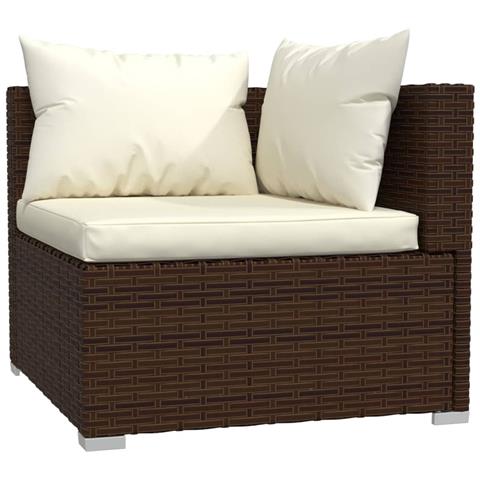 Set Divani Da Giardino 7 Pz Con Cuscini In Polyrattan Marrone - Foto 2