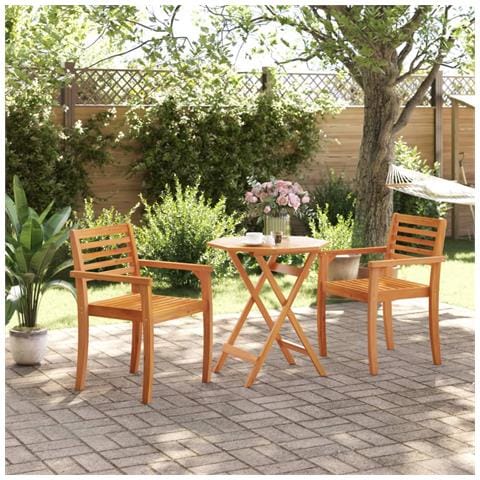 Tavolo Da Giardino Pieghevole Ø70x75cm Legno Massello Di Acacia - Foto 2