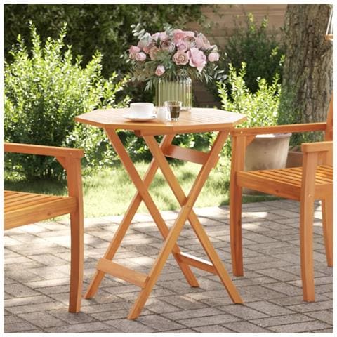 Tavolo Da Giardino Pieghevole Ø70x75cm Legno Massello Di Acacia - Foto 8
