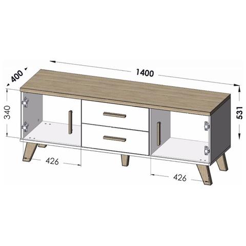 LOTTA TV14 2D2S WOT+B supporto TV e sistema audio 2 cassetto /cassetti - Foto 2