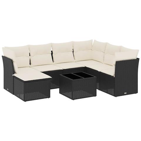 Set Divani da Giardino con Cuscini 8 pz Nero in Polyrattan - Foto 1