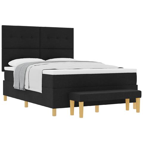 Letto a Box Spring con Materasso e Panchina Nero 140x200 cm Tessuto - Foto 1