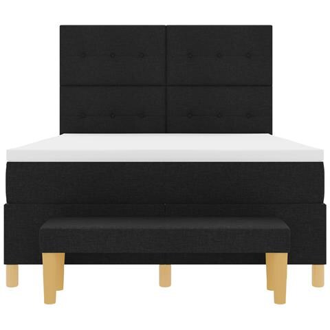 Letto a Box Spring con Materasso e Panchina Nero 140x200 cm Tessuto - Foto 9