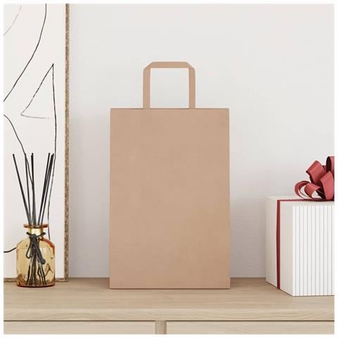 Sacchetti di Carta 50 pz con Manici Marrone 21x11x31 cm - Foto 2