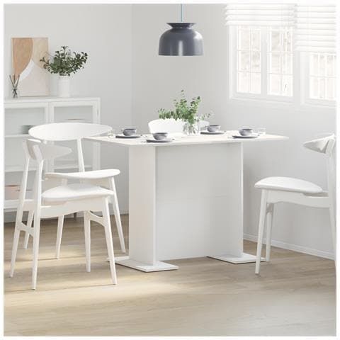 Tavolo da pranzo  Bianco 110x60x75 cm in legno ingegnerizzato - Foto 2
