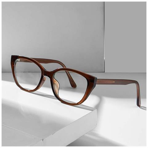 Occhiali Da Vista A Occhi Di Gatto Anti Luce Blu Compatibili Con Tr90 E Pc, Stile Retrò Unisex Per Protezione Visiva E Moda Brown - Foto 2