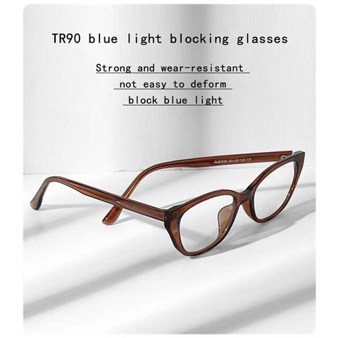 Occhiali Da Vista A Occhi Di Gatto Anti Luce Blu Compatibili Con Tr90 E Pc, Stile Retrò Unisex Per Protezione Visiva E Moda Brown - Foto 7