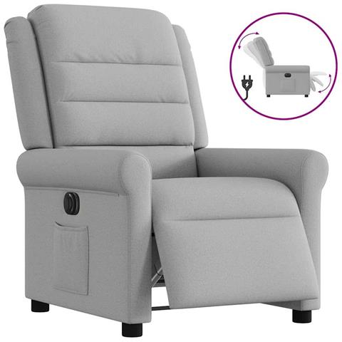 Poltrona Elettrica Reclinabile Grigio Nuvola in Tessuto - Foto 1