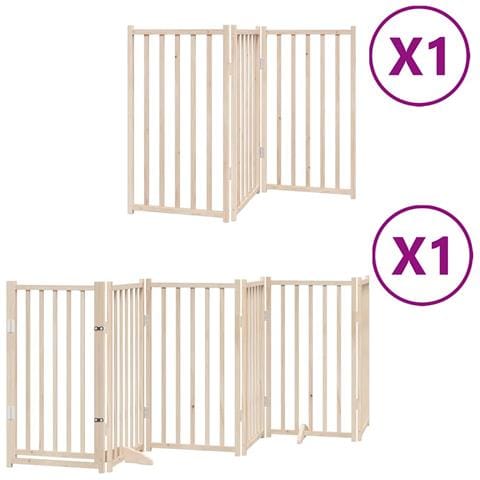 Cancello per Cani con Porta Pieghevole 9 Pannelli 450 cm Pioppo - Foto 1