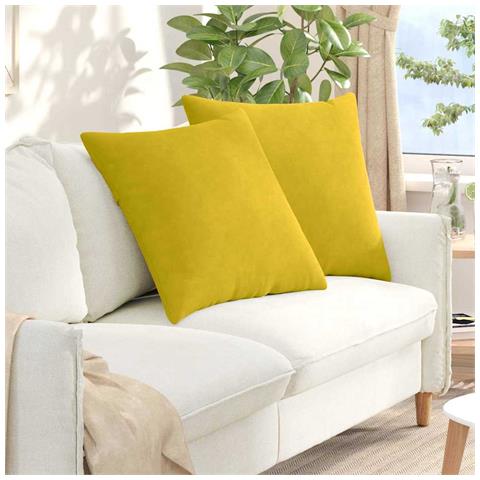 Cuscini da Divano 2 pcs Giallo 60 x 60 cm Tessuto in Cords - Foto 2