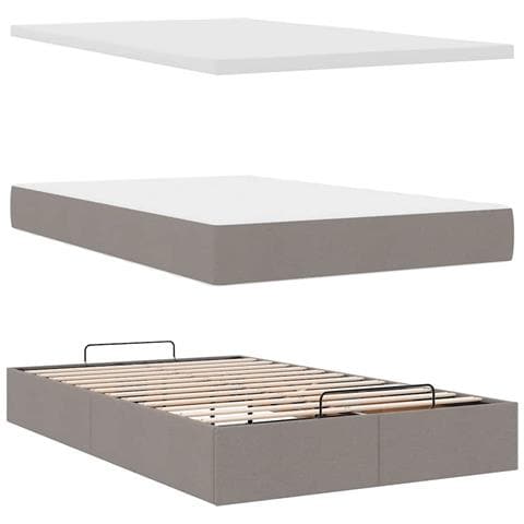 Struttura Letto Pouf con Materasso Tortora 120x190 cm Tessuto - Foto 9