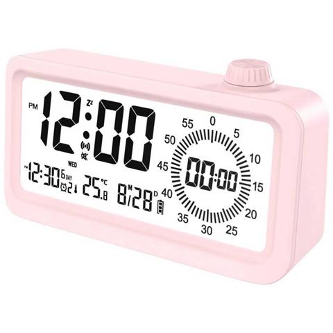 Sveglia Smart Ricaricabile Con Lcd, Luce Notturna E Timer Countdown Pink - Foto 1