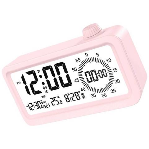 Sveglia Smart Ricaricabile Con Lcd, Luce Notturna E Timer Countdown Pink - Foto 3