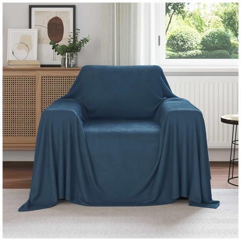 Coperte da Pile 6 pcs Blu navy 210 x 140 cm Panno - Foto 2