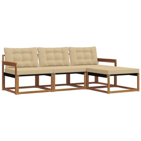 Set di divani da esterno con cuscino 4 pcs Naturale e Beige - Foto 1