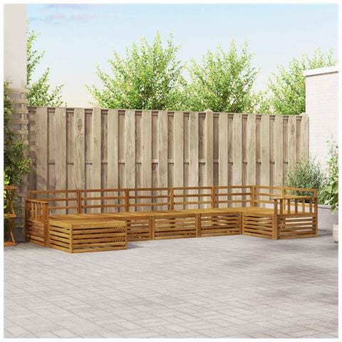 Set divani 7 pcs Naturale Legno di Acacia Massello - Foto 2