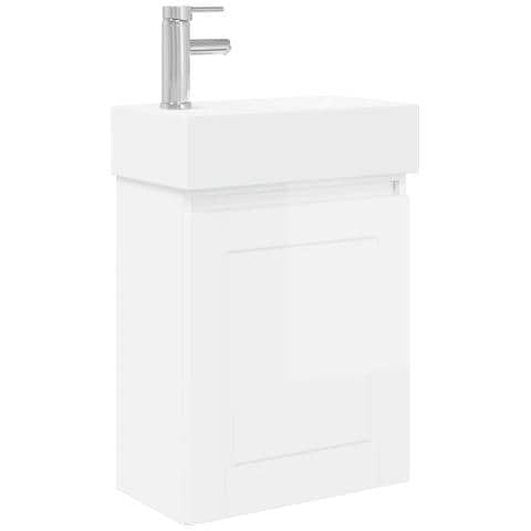 Mobile bagno con rubinetto Bianco Lucido 45,5 x 22,5 x 84 cm - Foto 1