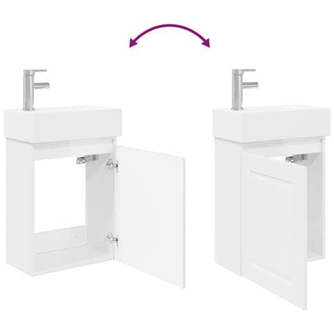 Mobile bagno con rubinetto Bianco Lucido 45,5 x 22,5 x 84 cm - Foto 9
