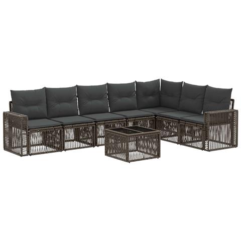 Set Divano da Giardino 8 pcs Grigio e Grigio Scuro polyrattan - Foto 1