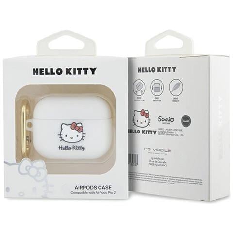 Custodia In Silicone 3d A Forma Di Testa Di Hello Kitty Per Airpods Pro 2 (2022/2023) - Bianca - Foto 1